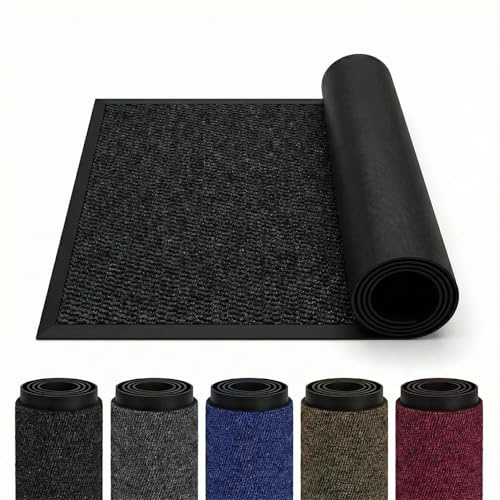 Cozy Haven Sunny Indoor & Outdoor Doormat – Washable Heavy Duty Welcome Mat for Outside & Inside Floors, Non-Slip Rubber Backed Mats for Entrance, Garden, Patio & Kitchen - (Black, 60x90 cm)