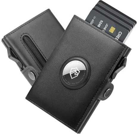 YESIIW Airtag Portmonee Herren mit Große Kapazität Pop-up Airtag Geldbeutel mit 7 Kartenfächer Airtag Wallet für 12 Karten & Münzfach Geldbörse Herren Airtag mit RFID Schutz, Smart Wallet for Men