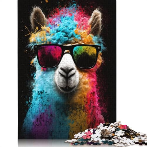 Puzzle für Erwachsene, Geschenke, Buntes Alpaka mit Brille für Erwachsene, 1000-teiliges Puzzle aus Karton für Erwachsene und Kinder ab 12 Jahren, anspruchsvolles Spiel, Geschenke, 38 x 26 cm