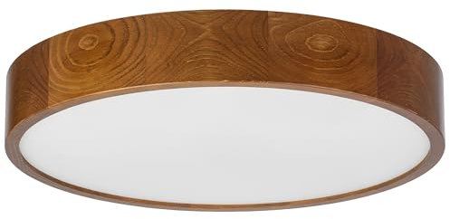 STOLARNIA PIKA Deckenlampe - Runde Holz Deckenleuchte Rustikal 3xE27 (∅47 cm) - Modern Braun Lampe für Schlafzimmer, Wohnzimmer, Flur, Küche - Stilvolle Kiefernholz LEJA