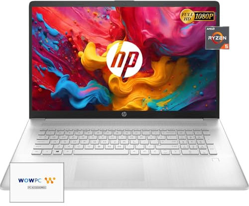 HP 2024 Nouvel ordinateur portable 17 pouces, processeur AMD Ryzen 5 5500U 6 cœurs (Beat i7-1250U), écran IPS FHD 17 pouces (1080p), 32 Go de RAM, SSD 1 To, lecteur d'empreintes digitales,