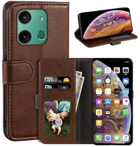 Schutzhülle kompatibel mit HMD Aura, magnetische Schutzhülle aus PU-Leder, Brieftaschen-Stil, modische Klapphülle mit Kartenfach und Ständer für HMD Aura 16,7 cm (6,5 Zoll)