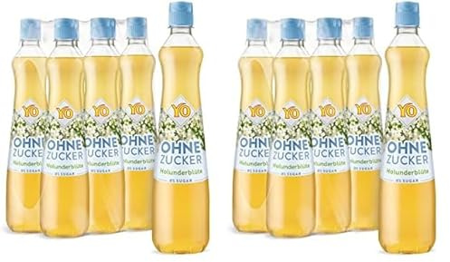 YO Sirup Holunderblüte (6 x 700 ml) – ohne Zucker, nur 2 Kalorien in 100 ml Fertiggetränk, vegan – 1x Flasche ergibt bis zu 6 Liter Fertiggetränk (Packung mit 2)