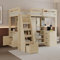 Dolamaní Hochbett 90x200 cm Natürlich Mit Stauraum-Sicherheits-Treppe und Schreibtisch mit Regal, Einzelbett spart Platz (Natürlich B)