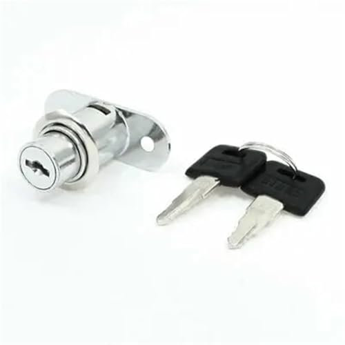 Serrure à cylindre for vitrine en verre avec tiroir de meubles, ton argent, avec paire de clés, 1 pièce