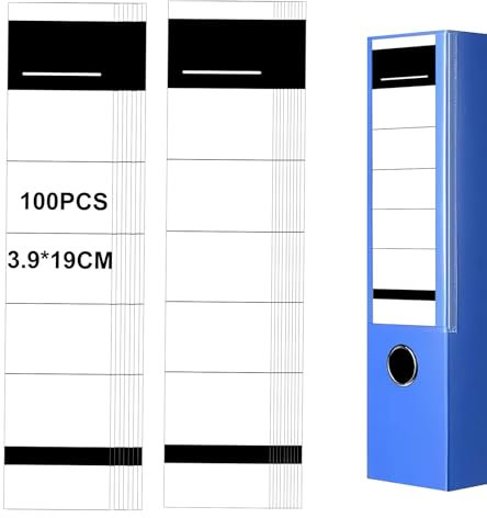 100 etichette autoadesive per raccoglitori, 3,9 x 19 cm, dorso autoadesivo, per scuole, uffici, archivi, laboratori