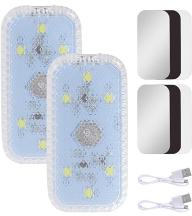 Flaconi 2PCS Led Interni Auto,Led Auto Interni Senza Fili,Luci Ambiente Auto Senza Fili,Adatto per Auto Camper Autobus Roulotte Barca