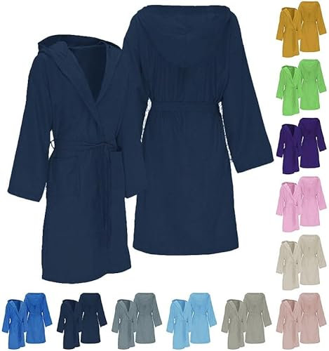 GARGIX Accappatoio UNISEX microfibra uomo e donna con cappuccio tasche salvaspazio calibrato (IT, Testo, L, Regular, Regular, L, Amb-14/BluNavy)