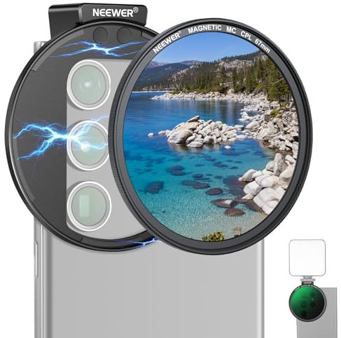 NEEWER 67mm Filtro CPL Magnetico per Telefono, Filtro Polarizzatore Circolare con Cold Shoe Clip per Obiettivo Smartphone, Accessorio Fotografia Compatibile con iPhone Samsung Galaxy Android Cellulari