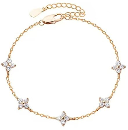 EIROVYA Bracelet femme en or avec fleurs en oxyde de zirconium, 1 pièce