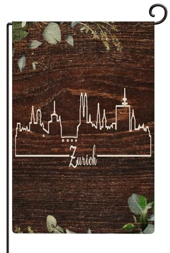 Svizzera Zurigo Bandiera da giardino verticale su entrambi i lati pittura a olio astratta paesaggio urbano bandiere da cortile esterno decorazione per feste bandiera da giardino di benvenuto