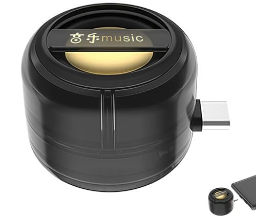Amplificateur de haut-parleur portable 5X – plug & play pour la musique et les appels, mini haut-parleur portable avec jack 3,5 mm et Type-C, amplificateur de son pour téléphones (Black,tape-c)