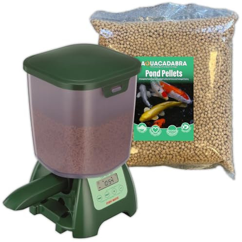 Aquacadabra 2Kg Fish Food Pellets & P7000 Automatic Pond Fish Feeder Bundle Kit