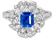Wycian Eheringe Vintage Damenringesilber 9K Weißgold Blume und 4 Krallen Rechteck mit 1,27 CT Künstlichem Saphir und Moissanit Größe 58 (18.5) Massiv, Nicht Plattiert Aktualisierung 3.0 für Damen