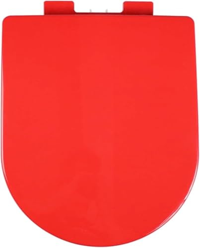 Abattant WC à fermeture douce avec charnières réglables en forme de D et en forme de U et couvercle de toilette de couleur rouge pour une installation facile et un confort optimal