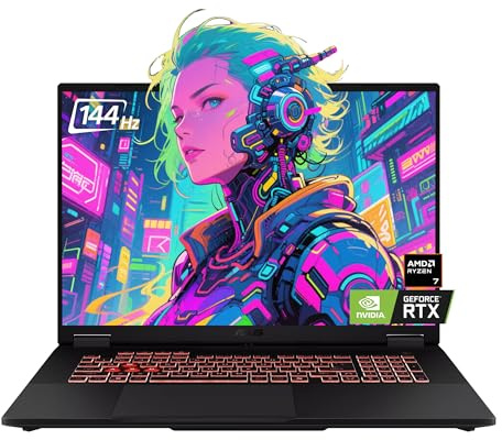 ASUS TUF A18 Gaming Laptop, 18 pollici FHD+ 144Hz Display, AMD Ryzen 7 260(>i7-14650HX), NVIDIA GeForce RTX 5060, 32GB D5 RAM, 2TB SSD, tastiera retroilluminata, Wi-Fi 6E, fotocamera FHD, Win 11 Pro