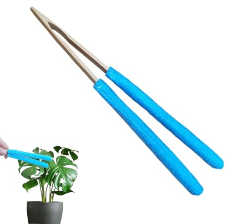 Pince de nettoyage pour feuilles de - Bois + flanelle 25,5 cm - Réutilisable - Outil de jardin - Pince de nettoyage de feuilles - Pince de nettoyage de feuilles - Pour intérieur et extérieur