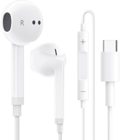 Zyvfira USB‑C Wired Earbuds In‑Ear Headphones with Mic & Volume Control, Lossless DAC Sound Compatible