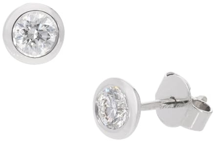 GLIZZ Damen-Ohrringe Ohrstecker Weißgold 585 mit Diamanten 0,5 Ct GL1687 | hochwertiger Diamant-Ohrschmuck für Frauen, Brillantschliff in Zargenfassung