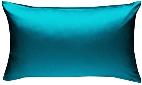 Bettwaesche-mit-Stil Mako-Satin Baumwollsatin Bettwäsche Uni einfarbig zum Kombinieren (Kissenbezug 50 cm x 70 cm, Petrol Blau)