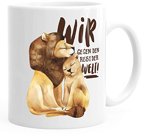 Tasse Liebe Geschenk Wir gegen den Rest der Welt Spruch Löwe Paar Liebesspuch MoonWorks® weiß unisize
