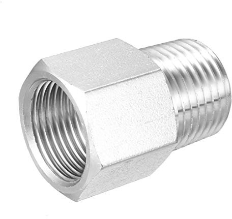 sourcing map Reduzierstück Rohr Fitting Adapter 1/2 NPT AG x M20x1,5 IG Edelstahl für Wasser Öl Luftdruckmesser