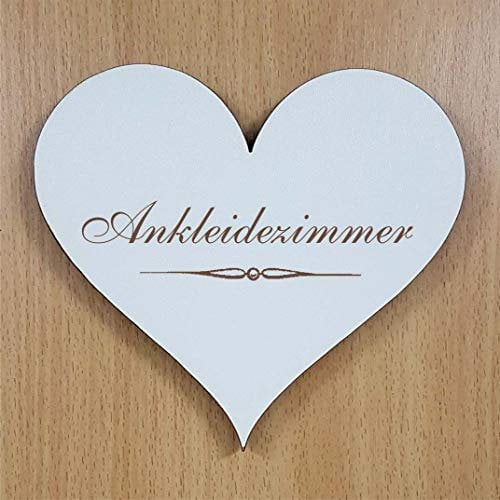 Heart SignANKLEIDEROMMER Approx. 13 x 12 cm Self-Adhesive Door Sign Decorative Sign Home Accessories Dressing Room