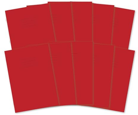 Hamelin A4 Exercise Books, 48 Pages, Red, Pack of 10 for School, 8 mm Ruled and Margin