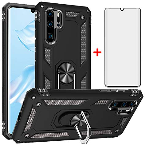 Asuwish Handyhülle für Huawei P30 Pro Hülle mit Glas Folie Schutzfolie und Magnetisch Ring Ständer Handyhüllen HuweiP30Pro Hawaii P 30 P30Pro VOG-L29 Slim Handy Hüllen Schutzhülle Phone Case Schwarz