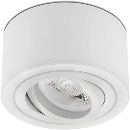 lambado® Premium LED Aufbaustrahler flach/Deckenstrahler Set inkl. 230V 5W Spots dimmbar - runde Aufbauleuchte/Deckenspots in weiss matt