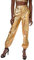 Damen Metallic Glänzed Hose Elastischer Bund Sporthose Locker Freizeit Casual Lang Hose Sweathose Jogginghose Leggins Einfarbig Wet Look Stretch Leggings Tanzhosen Party Disco Clubwear Gold 2XL