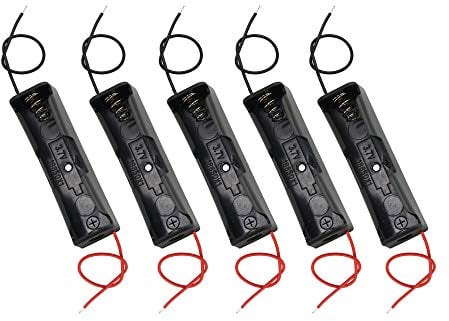 PNGKNYOCN 18650 Battery Clip,1 Slots 3.7V Plastic 18650 Battery Storage Box Case with Black and Red Wire Leads for 18650 Battery with Connect Lead(5-Pack)