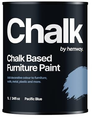 Hemway - Chalk Based Furniture Paint - Pacific Blue 1 L | Chalky Matt Shabby Chic Finish for Interior & Exterior Home Decor | Quick Dry & All-in-one