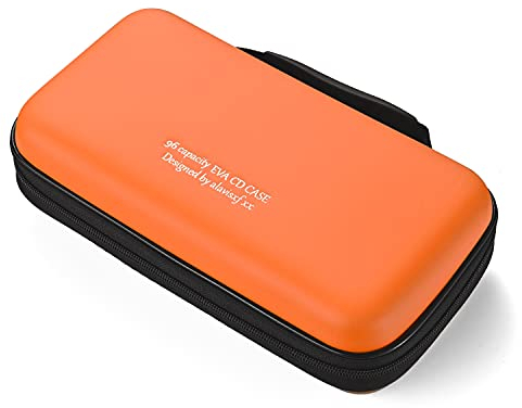 LIOVODE étui DVD, EVA Porte-CD d'une capacité de 96, étui de Rangement multimédia Collection de disques Portefeuille de Protection pour la Maison et la Voiture (capacité 96, Orange 96)