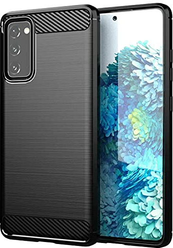 CoolGadget Carbon Hülle für Samsung Galaxy S20 FE Stoßfest Schwarz | Handyhülle im gebürsteten Carbon Design, flexibles TPU, rutschfest, kratzfest, dünn