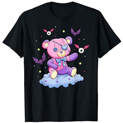 Ourson Pastel Goth Kawaii Rose Sorcière Effrayante Ourson Mi T-Shirt
