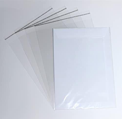 50 St. Schutzhüllen Prospekthüllen Klarsichthüllen, Folie, DIN B4, glasklar, 255 x 353 mm mit 30 mm verschließbarer Klappe zum Schutz von Dokumenten, Zeugnissen, Urkunden, Prospekten, Comicheften