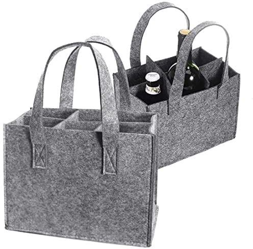 Old Tjikko 6 Fächer Männerhandtasche,Flaschenträger,Flaschentasche,Männerhandtasche Bier,Geschenke für männer,Filztasche für Bierflaschen,Grau (6 Fächer 2 Stück)
