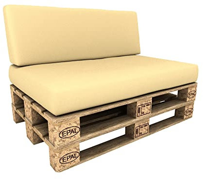 POKAR Palettenkissen Wasserabweisend Palettenauflagen mit abnehmbarem Bezug Palettenmöbel Palettensofa 2er Set: Sitzkissen 120x80 + Rückenlehne 120x40, Beige