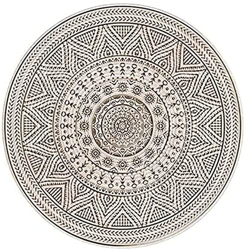 ZOYIEP Teppich Rund Mandala Teppiche, Boho Runde Teppiche, Abwaschbar Baumwollteppich Rund Badteppich für Wohnzimmer Schlafzimmer Dekor (Stil C,60cm)