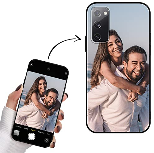 Yoedge Personalisierte Handyhülle für Samsung Galaxy S20 FE / S20 Lite Hülle Selbst Gestalten mit Eigenem Foto Bild Text Personalisiert Case Individuelle Geschenk Schutzhülle Schwarz Cover 6,5