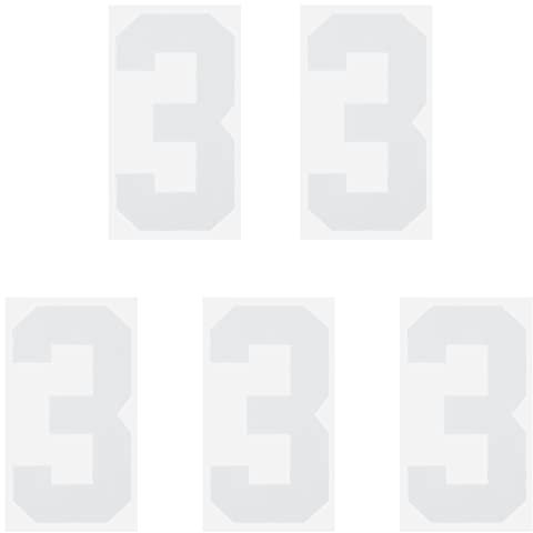 sourcing map Iron on Number 3 Heat Transfer 8 White Single Number for Team Uniform, Sports T-Shirt, Football, Basketball, Baseball Pack of 5