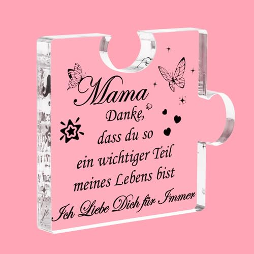 Geschenke für Mama, Muttertagsgeschenk Acryl Plakette Geschenke für Mutter von Tochter Sohn, Gravierte Puzzle Form Mama Weihnachten Geburtstagsgeschenk