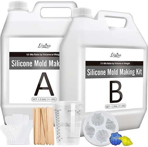 Gomma Silicone Liquido - 9L/10kg Traslucido per Fabbricazione di Stampi - 1:1 per Stampi in Resina Epossidica Fai Da Te, Mold Creazione Gioielli, Fabbricazione Manuale