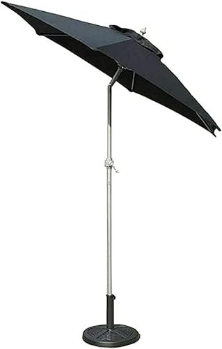 Garden Mile Grand parasol de jardin à manivelle et inclinable en polyester pour une protection solaire supplémentaire - Cadre en aluminium durable - Base non incluse - Noir - 2 m, Noir , L