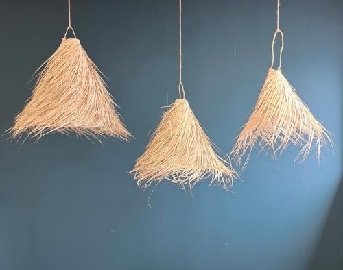 Suspension/Abat-jour/Lustre en osier, fibres naturelles, feuilles de palmiers, luminaire (Taille S)