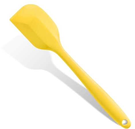 Yellow Rubber Spatula for Kitchen Use, 10.8In Silicone Spatulas for Cooking Heat Resistant, Flexible Small Kitchen Spatula for Kitchen Nonstick Cookware