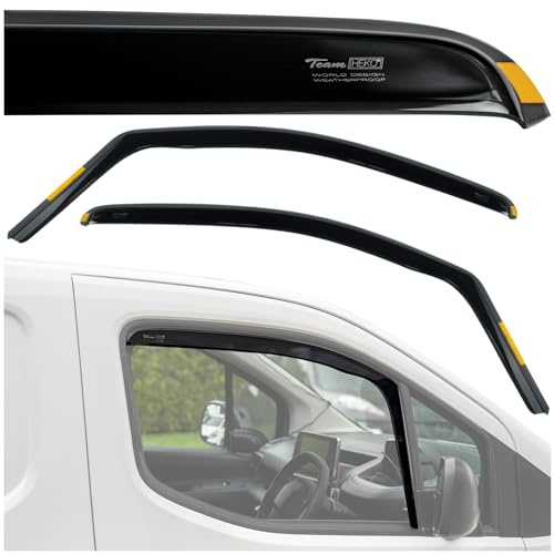 HEKO - Kompatibel mit Peugeot Partner 2008-2018 Seitenscheiben-Windabweiser; Vorne; 2 Stk.; Regenabweiser, Windabweiser, Getönt, Stromlinienförmig; Einfache Montage; Schutz vor Wind und Regen