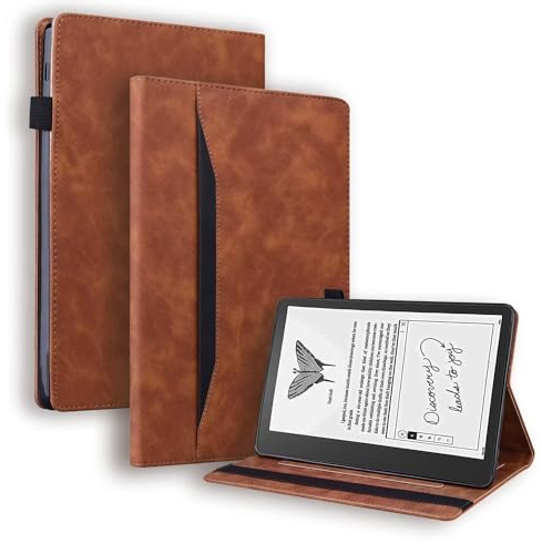 Beajew Étui Coque Compatible Amazon Kindle Scribe 10.2 (2022) avec PU Cuir Cover Tablette Housse de Protection, Protection Ultra Fin avec Fonction Support,avec Porte-Crayon- Vert