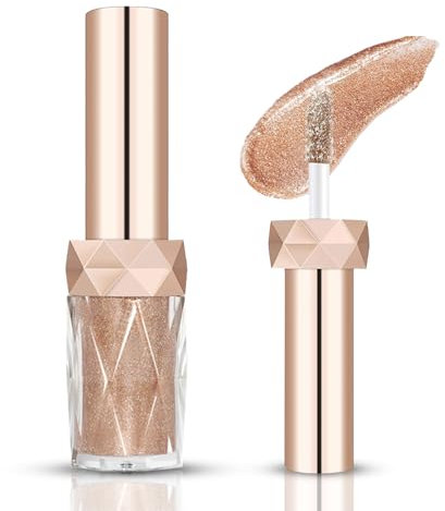 Ombretto Liquido, Ombretti Glitterati con Brillantini Metallici, Impermeabile Ombretto liquido Diamond Glitter, a Lunga Tenuta e Pigmentato, Trucco Occhi, Rosa